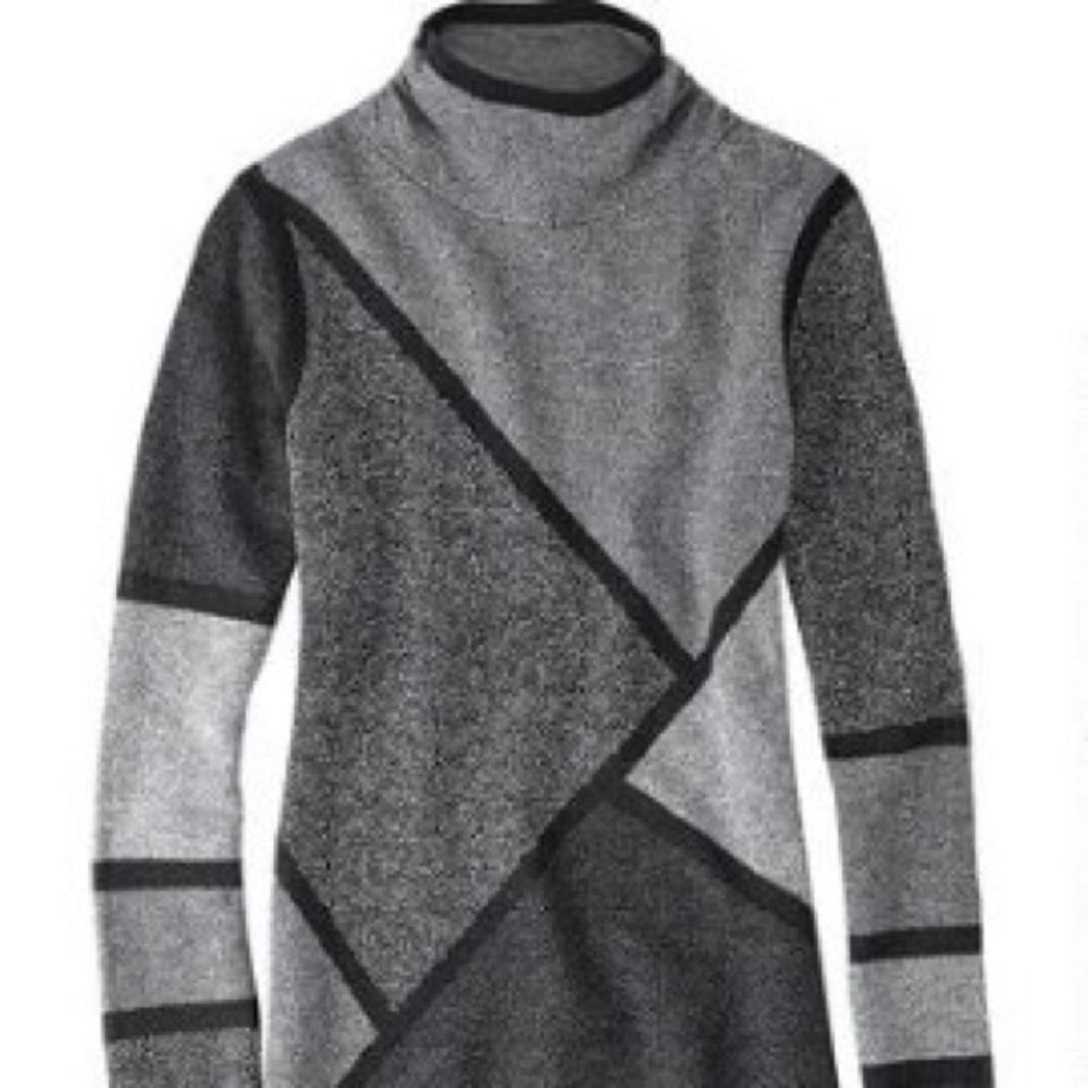 Title Nine Sweater Dress Tunic Black & Grey M